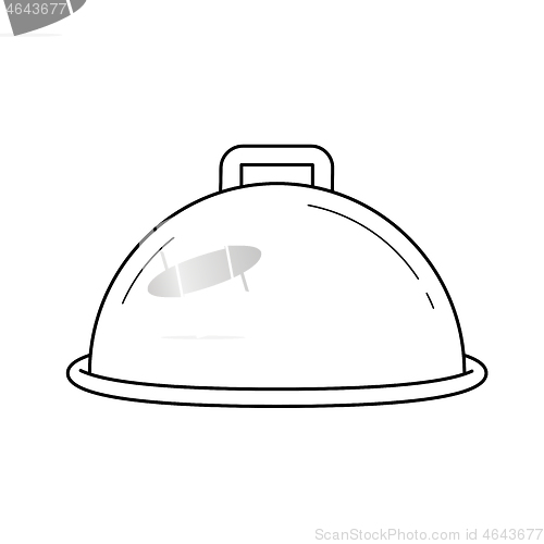 Image of Cloche with platter for serve vector line icon.