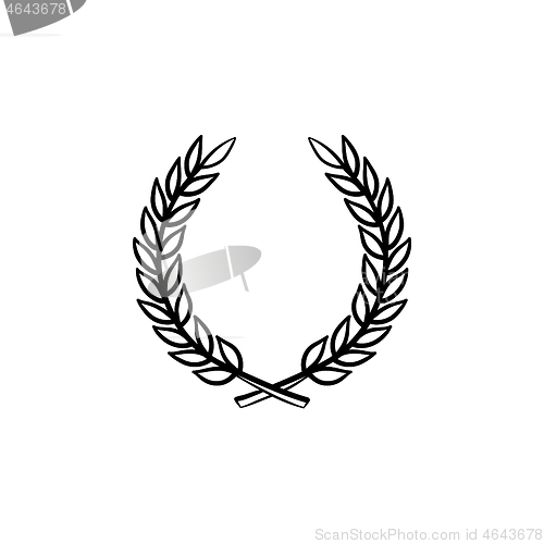 Image of Laurel wreath hand drawn sketch icon.