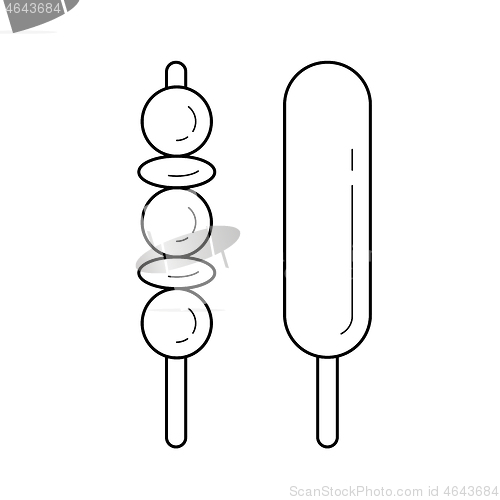 Image of Kebab and corn dog vector line icon.
