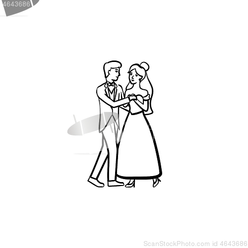 Image of First wedding dance hand drawn sketch icon.