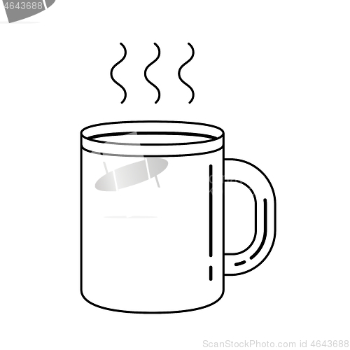 Image of Mug of hot drink vector line icon.