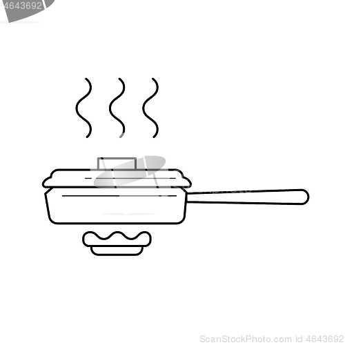 Image of Frying pan vector line icon.