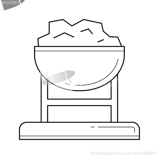 Image of Coal trolley vector line icon.