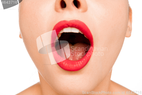 Image of Sexy Red Lip. Close-up Beautiful lips