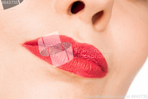 Image of Sexy Red Lip. Close-up Beautiful lips