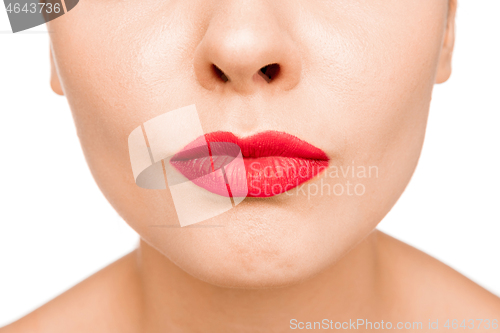 Image of Sexy Red Lip. Close-up Beautiful lips