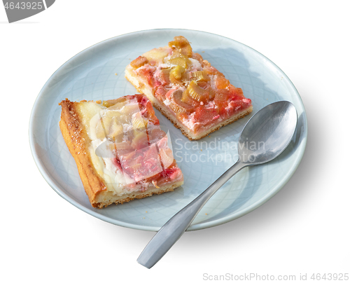 Image of freshly baked rhubarb cake