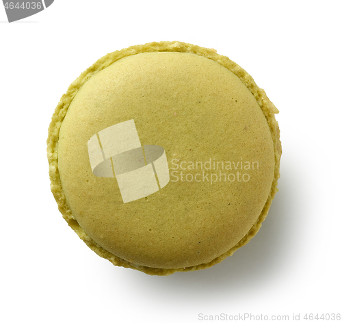 Image of pistachio macaroon on white background