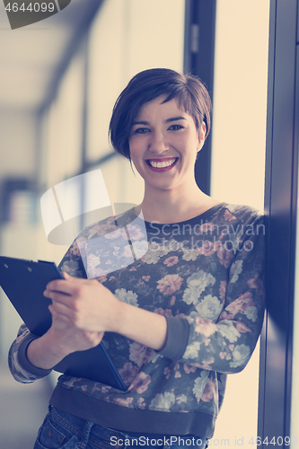 Image of portrait of business woman in casual clothes at startup office