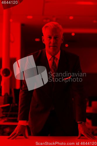 Image of portrait of handsome senior business man at modern office