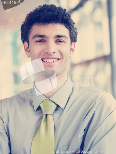 Image of portrait of young business man at modern office