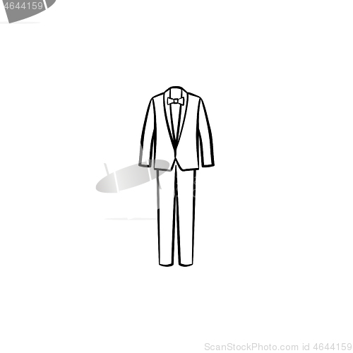Image of Wedding suit hand drawn sketch icon.