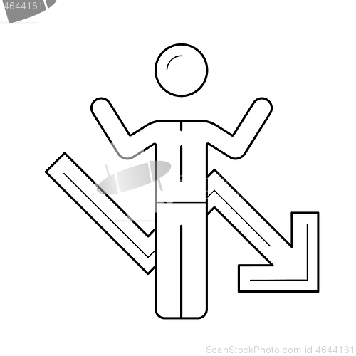 Image of Businessman having business problem line icon.