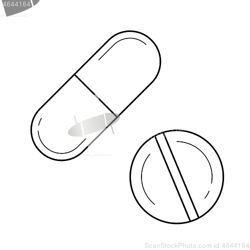 Image of Medication pills line icon.