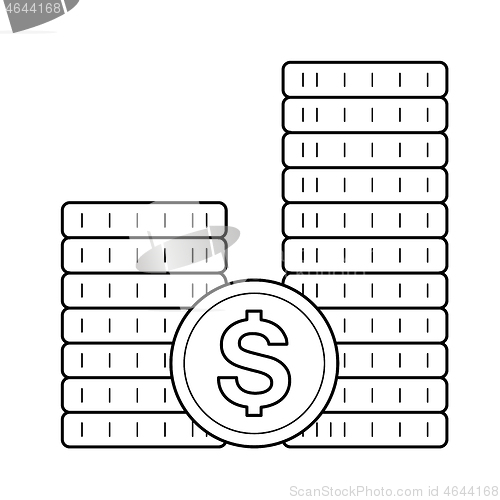 Image of Stack of coins vector line icon.