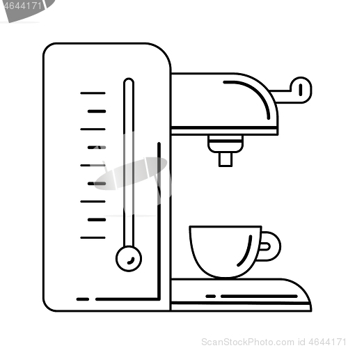 Image of Coffee maker with cup vector line icon.