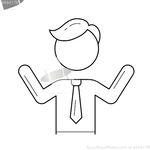 Image of Excited businessman vector line icon.