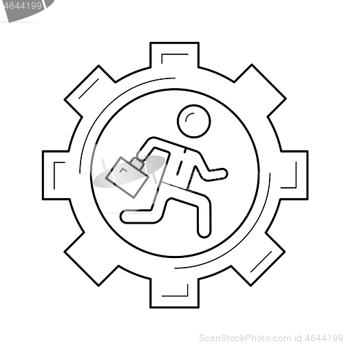 Image of Businessman running in the gear vector line icon.