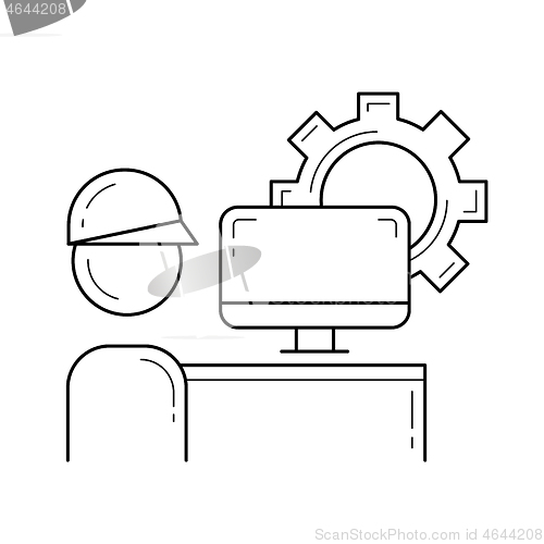 Image of Industry worker vector line icon.