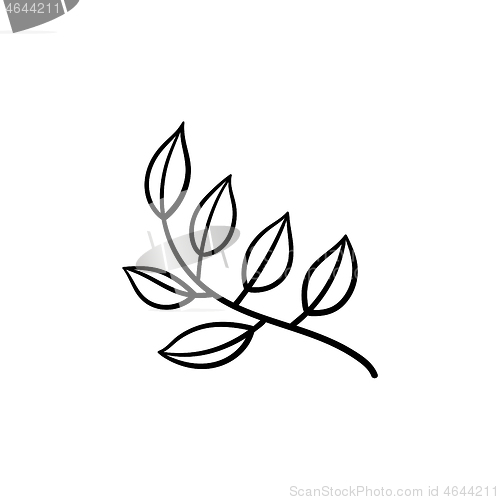 Image of Leaves on branch hand drawn sketch icon.