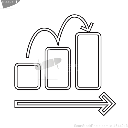 Image of Growing bar chart vector line icon.