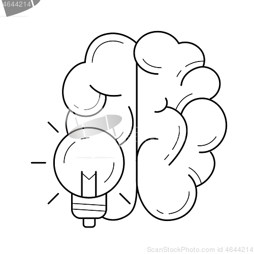 Image of Brain during creative process vector line icon.
