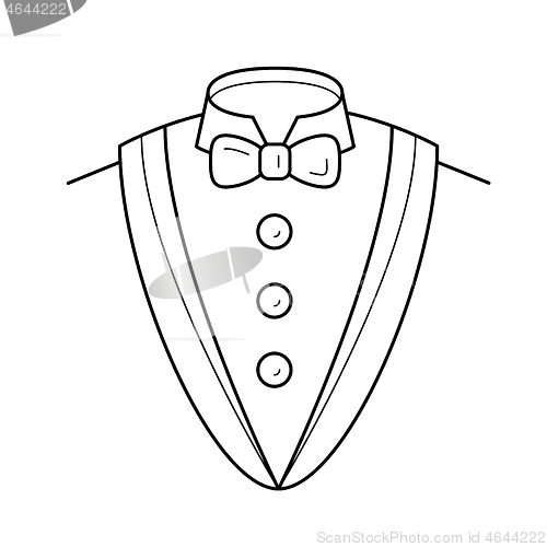 Image of Smoking suit vector line icon.