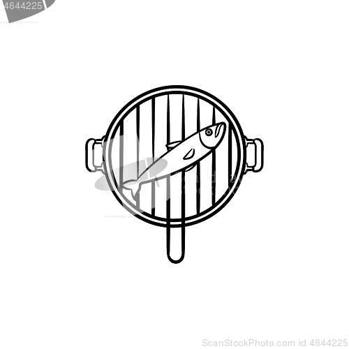 Image of Fish grill hand drawn sketch icon.
