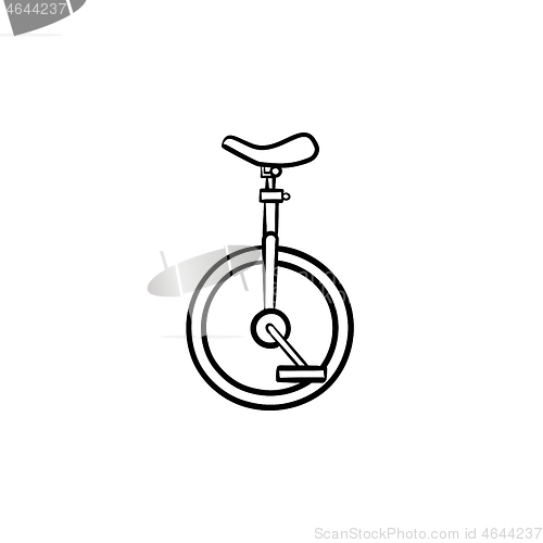 Image of One wheel bicycle hand drawn sketch icon.