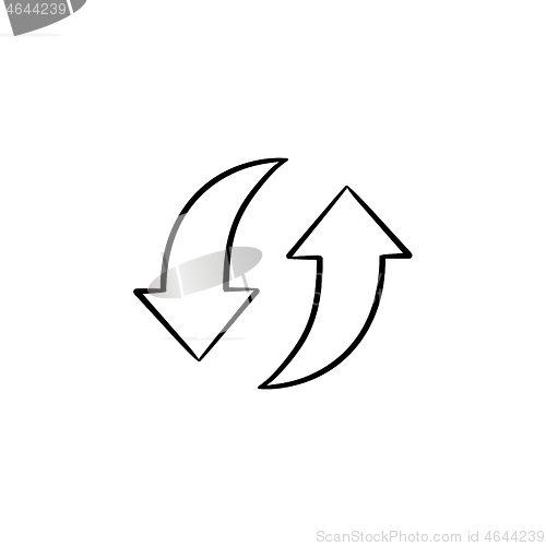 Image of Circular arrows hand drawn sketch icon.