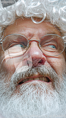 Image of Portrait of happy Santa Claus. Christmas celebration concept.