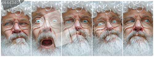 Image of The different emotions or emotional face of Santa Clause