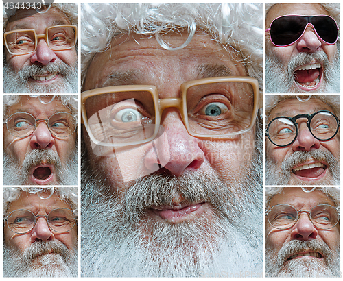 Image of The different emotions or emotional face of Santa Clause