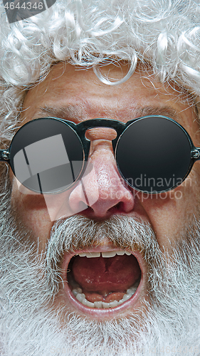 Image of Portrait of happy Santa Claus. Christmas celebration concept.