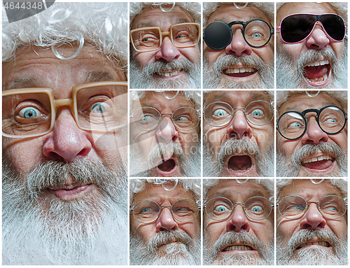 Image of The different emotions or emotional face of Santa Clause