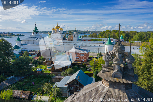 Image of old wooden church and monastery