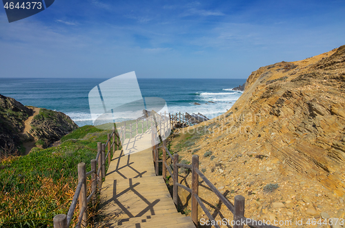Image of Stairs to beach on Algarve Coast in Portugal