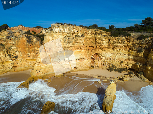 Image of Rock cliffs and waves in Algarve