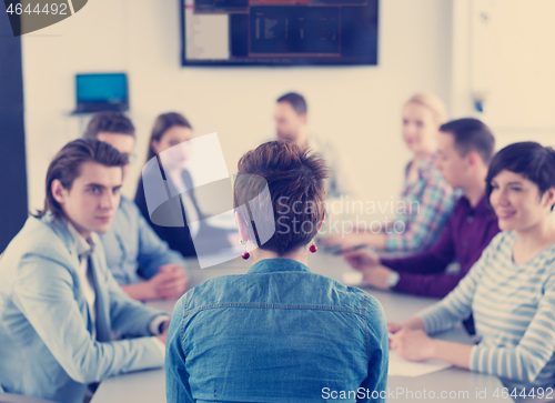 Image of Business Team At A Meeting at modern office building