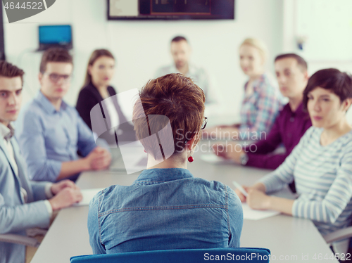 Image of Business Team At A Meeting at modern office building