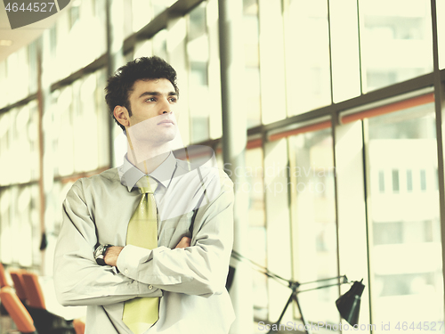 Image of portrait of young business man at modern office