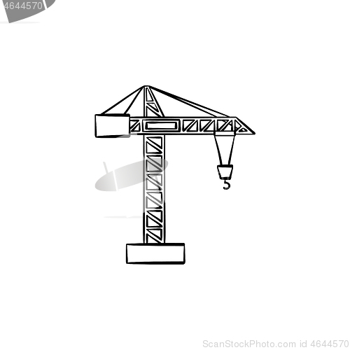 Image of Construction crane hand drawn sketch icon..