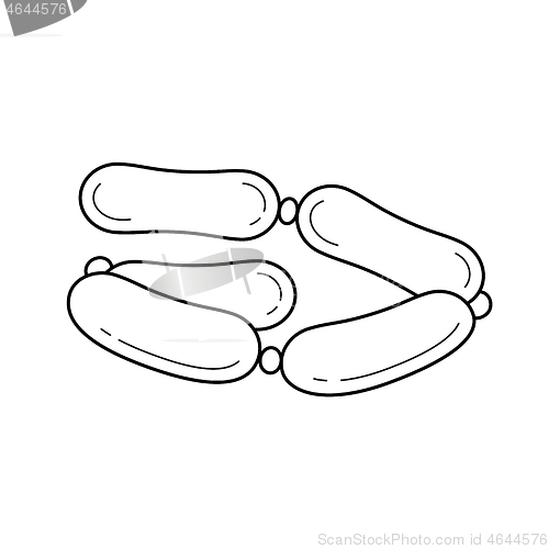 Image of Sausage chain vector line icon.