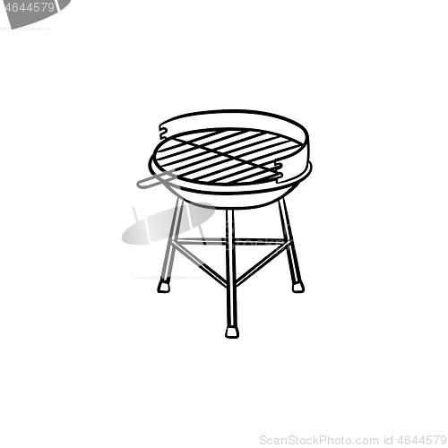 Image of Charcoal grill hand drawn sketch icon.