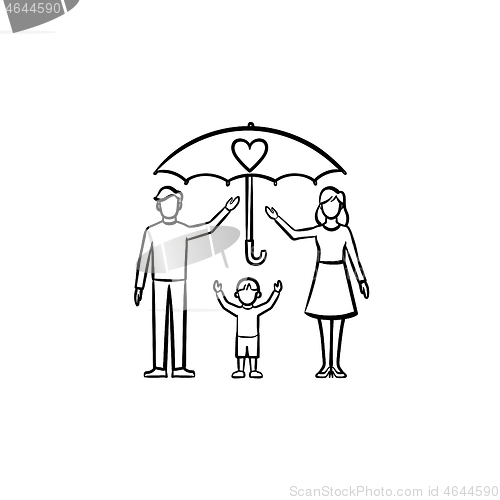 Image of Insurance of family members hand drawn sketch icon