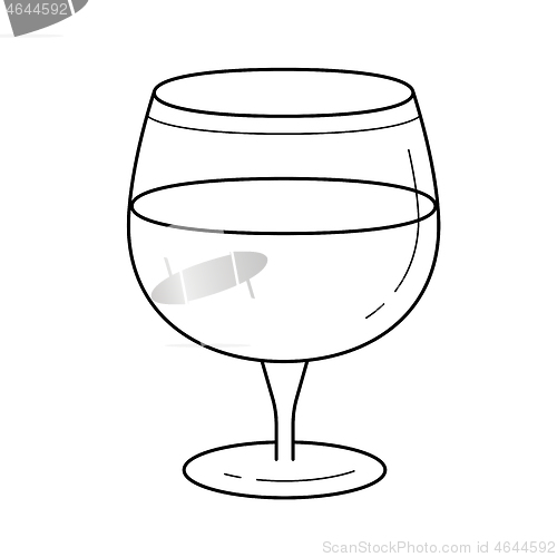 Image of Glass of wine vector line icon.