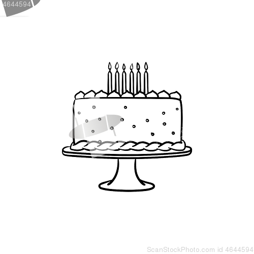 Image of Birthday cake hand drawn sketch icon.