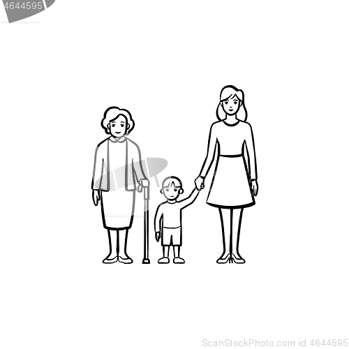 Image of Family generation hand drawn sketch icon.