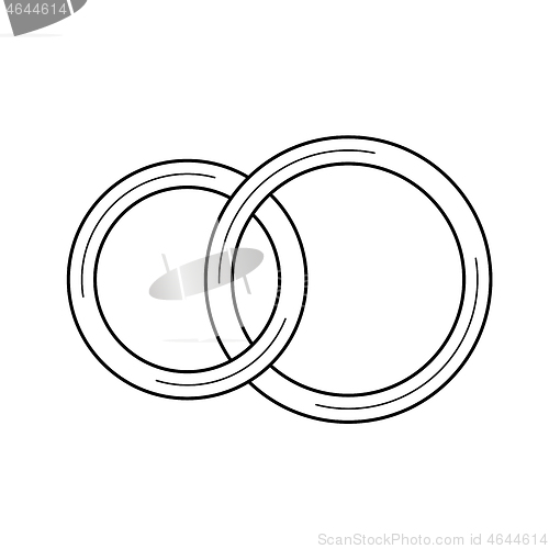 Image of Wedding rings vector line icon.