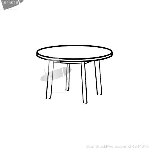 Image of Round table hand drawn sketch icon.